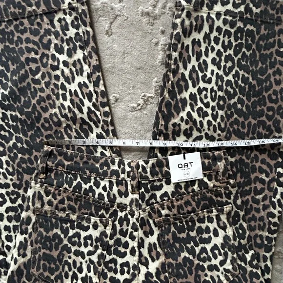 OAT New York Womens Leopard Print Cotton Blend Hi-Rise Wide Leg Jeans NWT - 4/27 - Picture 7 of 7